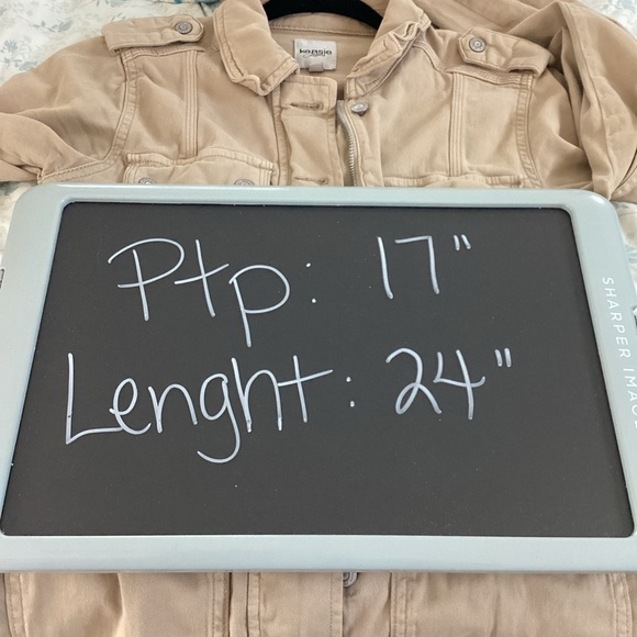 KENSIE JEANS SIZE S TAN BEIGE BROWN BLUE MILITARY UTILITY CARGO JACKET FALL WI… - Picture 8 of 10